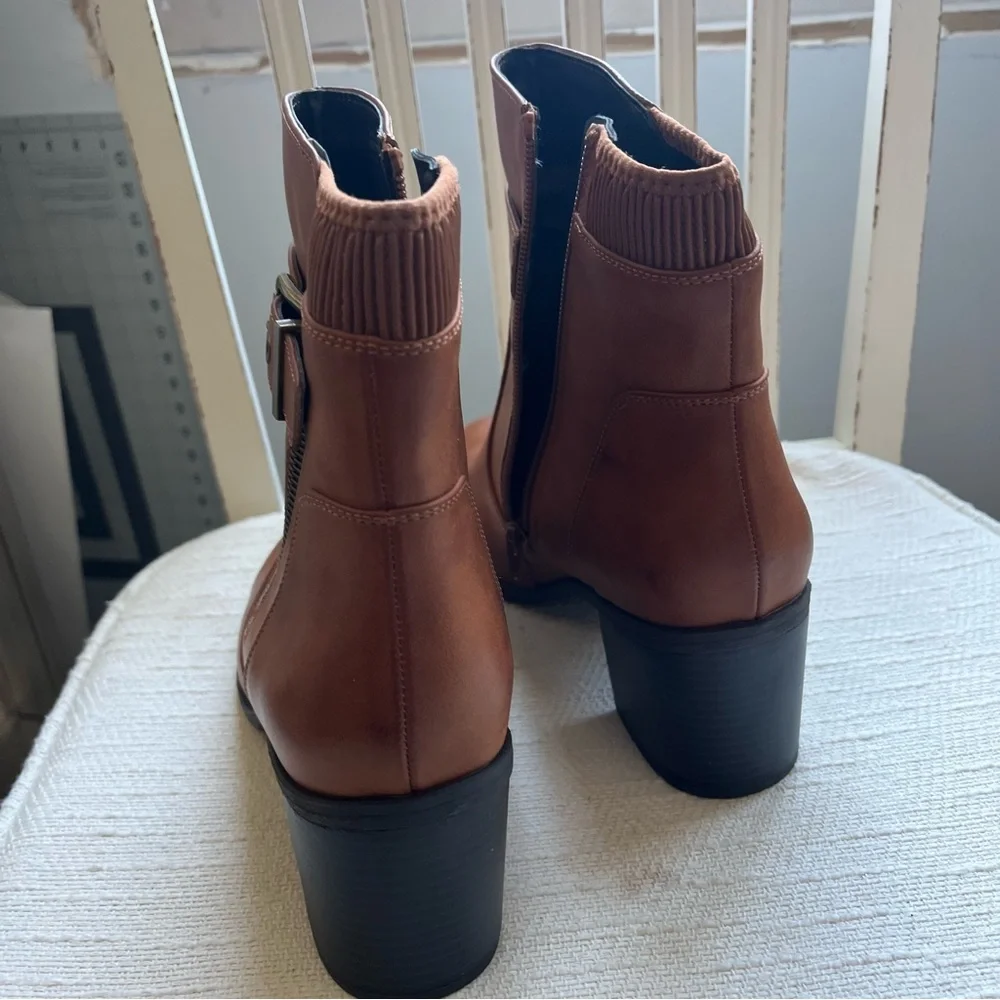 White Mountain Women's Dessert Zipper Booties Dark Tan - Medium 9.5W - Picture 6 of 8